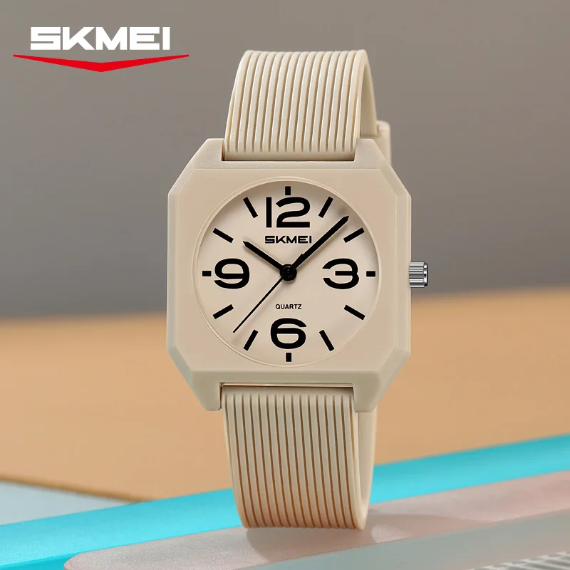 SKMEI 2642 Modische Quarzuhr für Studenten, schlicht, wasserdicht, mit Silikonarmband, Sport- und Freizeitarmbanduhr für Mädchen, Damenuhr