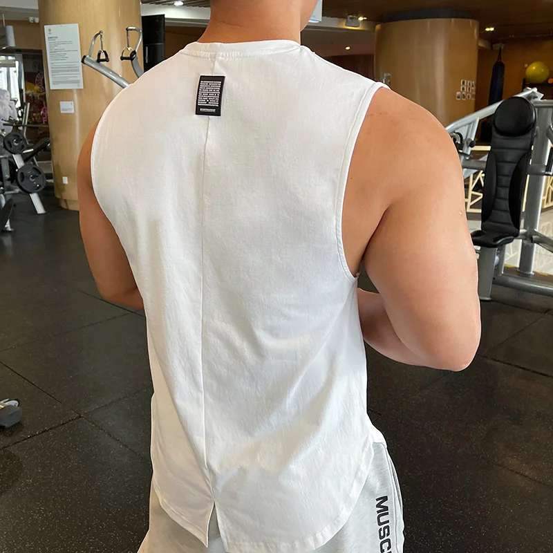New Men Bodybuilding Loose Tank Tops Gym Fitness quick-drying Sleeveless Shirt Running Male Spandex Ice sSlk Elastic Sports Vest