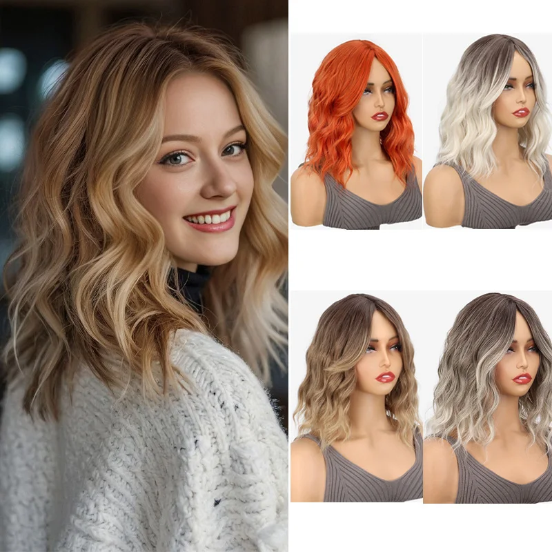 

Synthetic Shoulder Length Body Wave Brown Wig for Women Daily Use Heat Resistant Brown Wigs with Neat