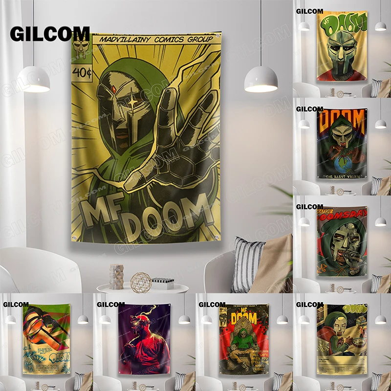 MF Doom Flag American Hip-Hop Singer Star Classic Music Album Vintage Posters Tapestry Banner Room Home Bar Cafe Wall Decor