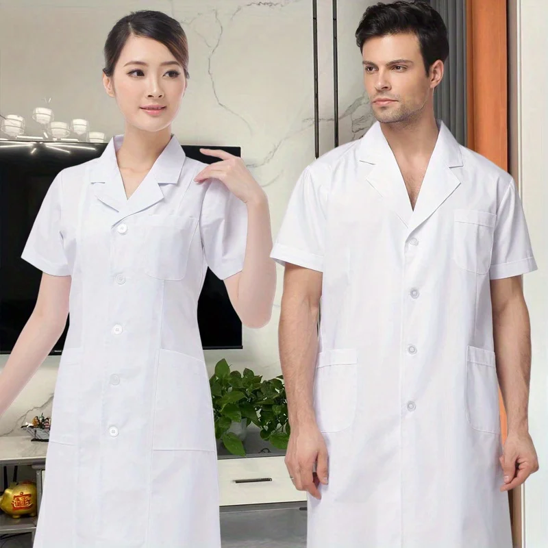 Unisex Thick White Lab Coats Long Sleeve Warm Versatile for Doctors Chemistry Labs