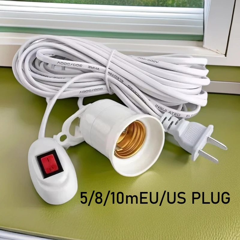 

5/8/10m lamp holder universal with switch LED bulb socket adapter E27 screw lamp holder accessory tool dual plug suspension