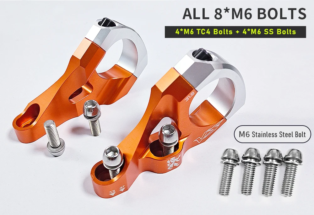 KRSEC MTB Fahrradvorbau + TC4 M6 Schrauben CNC Aluminiumlegierung Downhill Fahrradlenker 31,8mm DH/AM/FR Fahrradzubehör – Detail 1