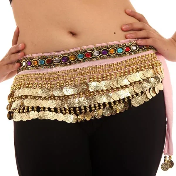 Donne Danza Del ventre Wrap Bellydance Coin Belt velluto Tribal Dance Costume Danza Del Vientre Danza Del ventre Hip sciarpa