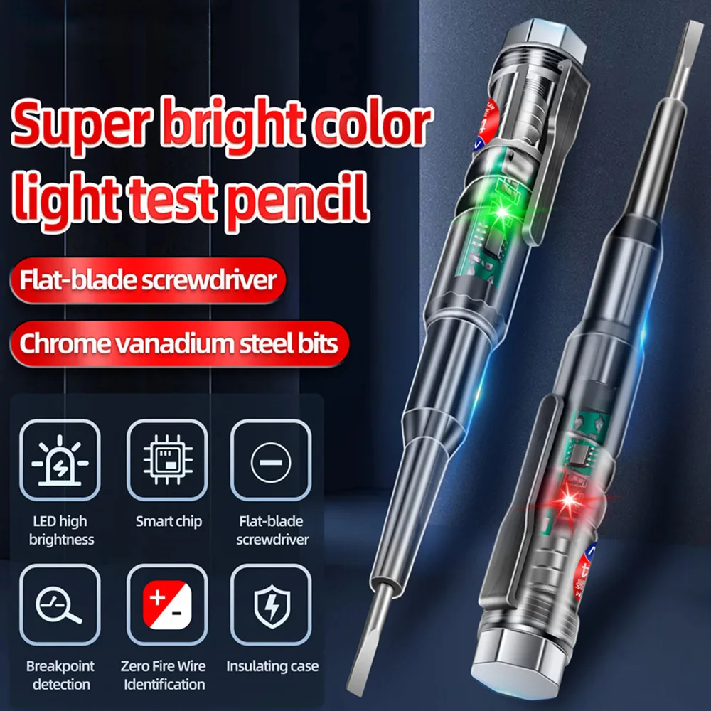 Bolígrafo probador de voltaje inteligente, lápiz de prueba de inducción sin contacto de CA, Detector de potencia de voltios, indicador de destornillador eléctrico, 24-250V