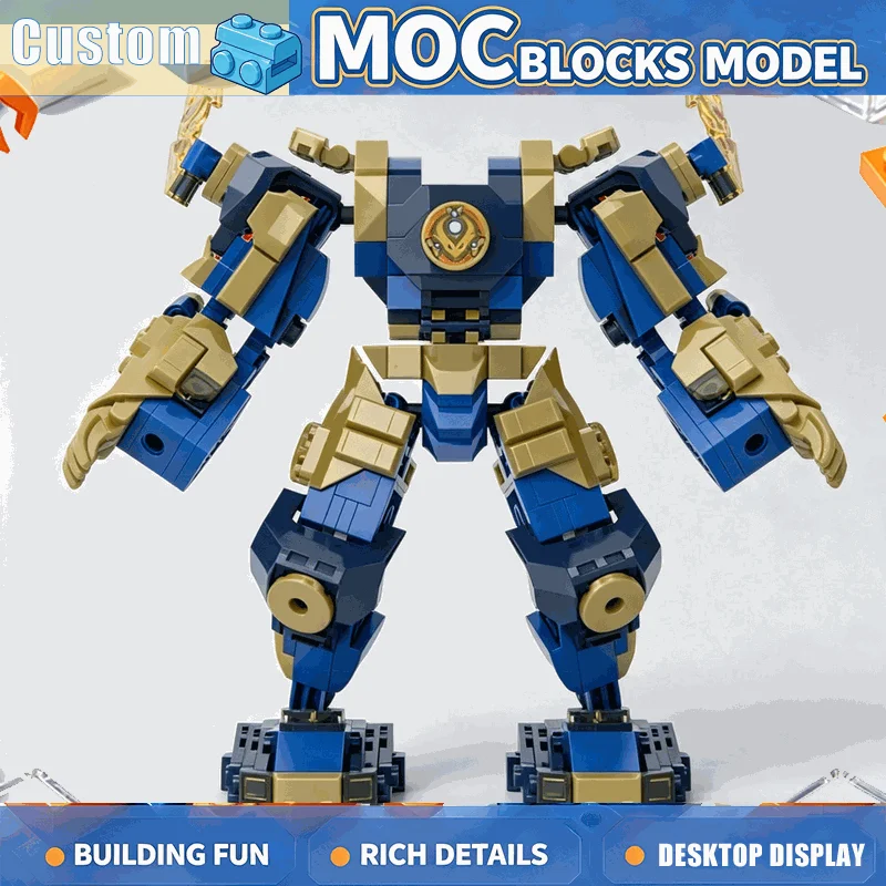 1975PCS Elemental Robot Mech Bundle Building Blocks Six Colorful Warrior Models DIY Assembly Set Creative Display Festival Gift