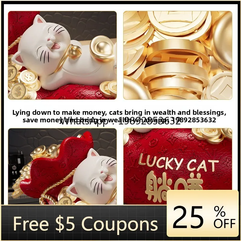 

New Chinese Style Lucky Cat Ornament Living Room Storefront Decoration Housewarming Opening Gift for Friends