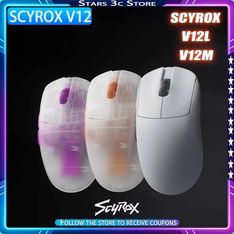Scyrox V12 Gaming Mouse Mid-high Back Symmetrical Mold Magnetic Levitation Roller System Dual 8K Low Latency Gaming Mouse