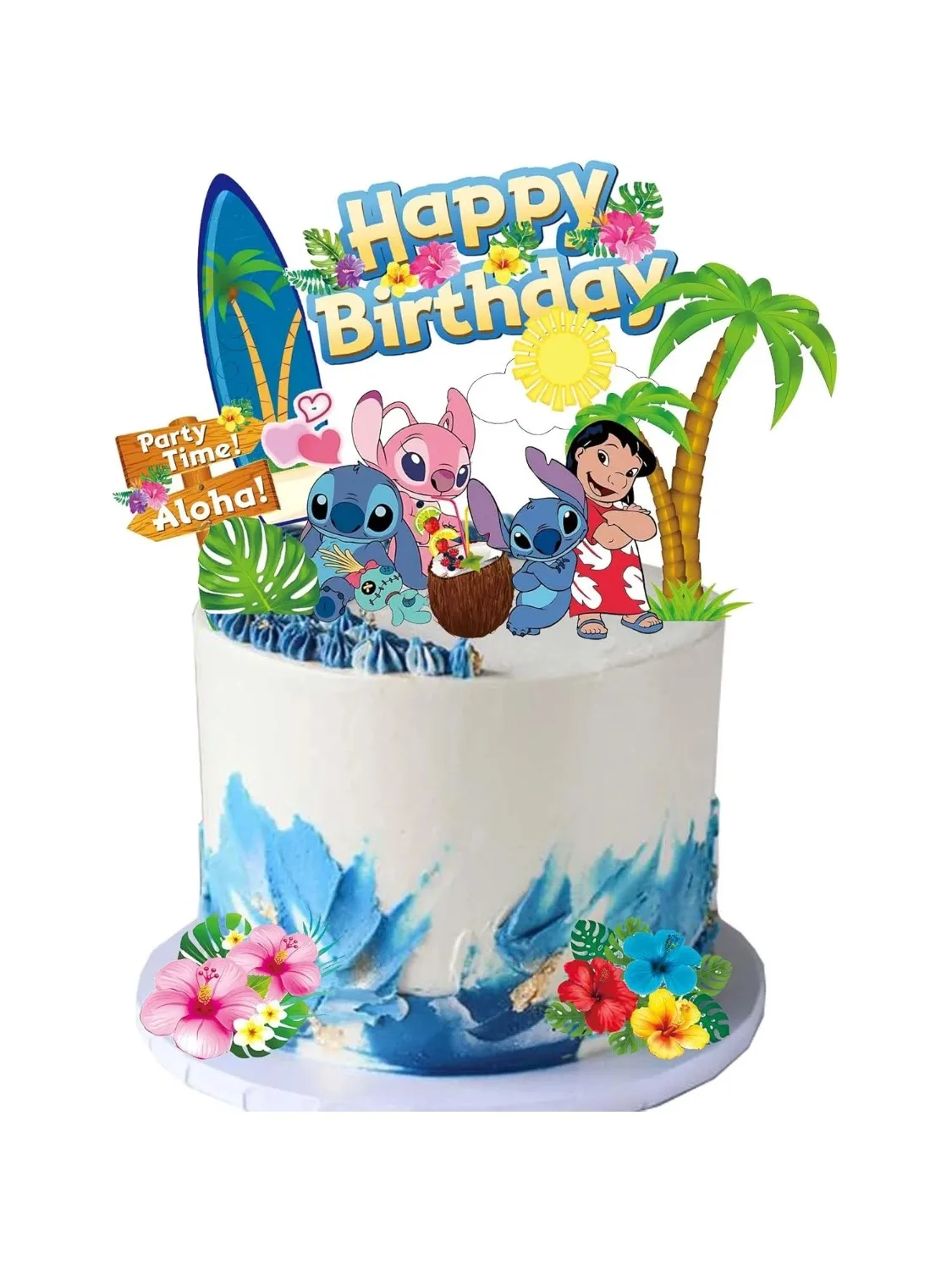 12 pièces Kawaii Lilo & Stitch Collection gâteau haut joyeux anniversaire fête gâteau décor enfants anniversaire bébé douche fête fournitures