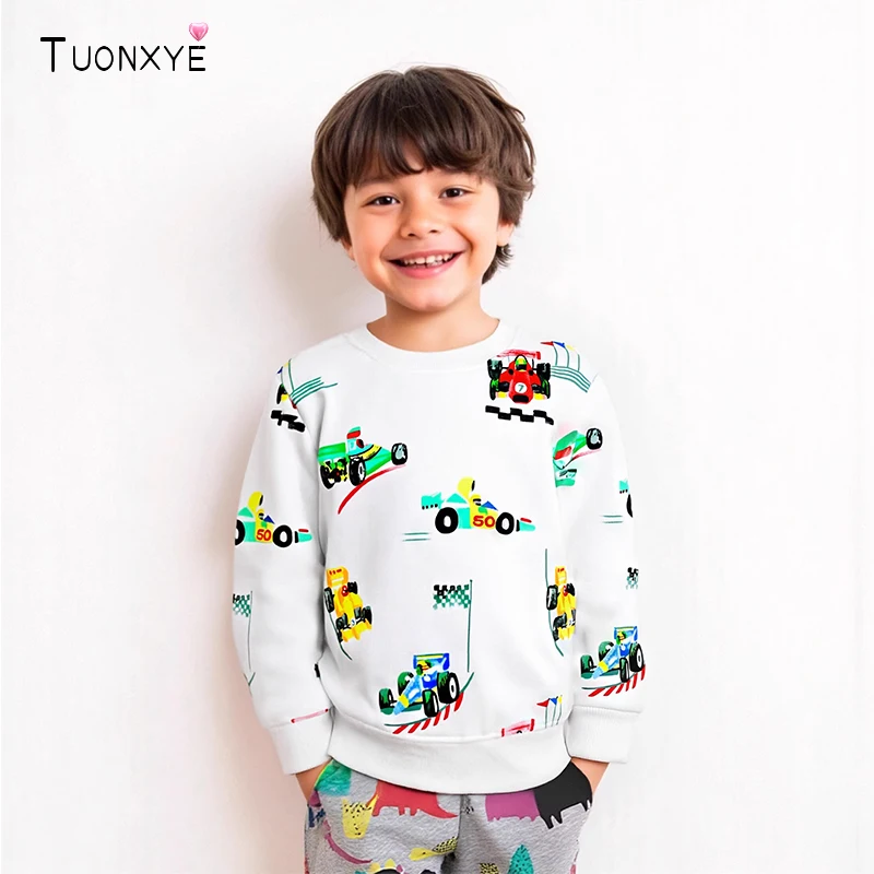 

TUONXYE Children Long Sleeve Sweatshirts Cartoon Racing car Print Baby Boys Outerwear Clothing Spring Autumn Kids Costumes