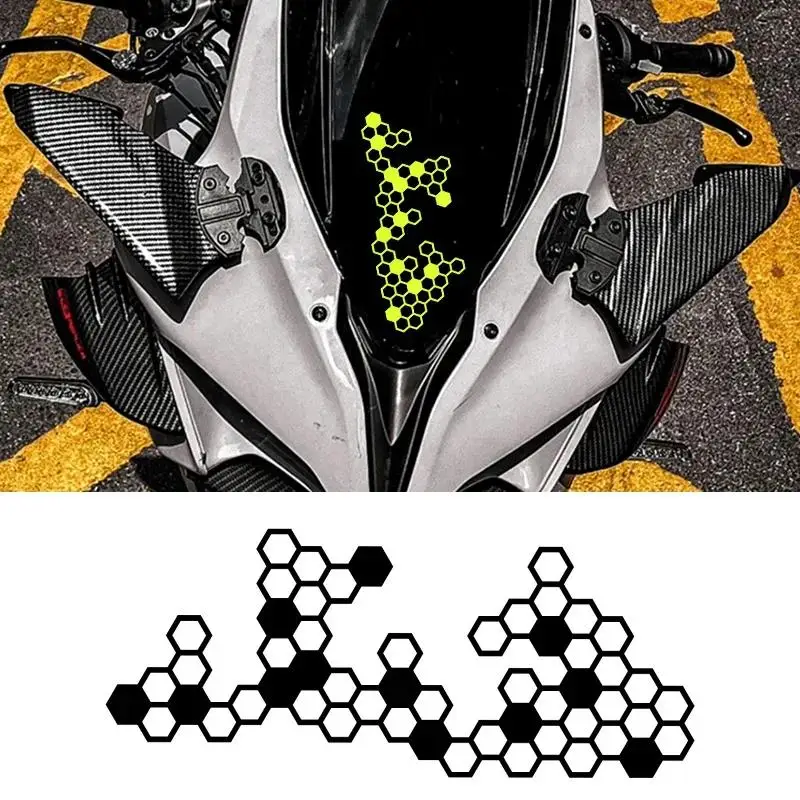 1Pc Honeycomb Fragment Vinyl Sticker, Waterproof Geometric Decal for Motorcycle Fairing Helmet Car Body