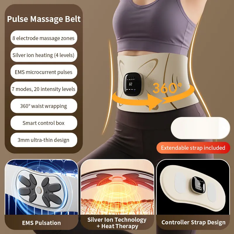 3 In 1 EMS Low Frequency Pulse Waist Massager 3D Waist Cinching Slimming Body Shaping Fitness Abdominal Muscle Stimulator