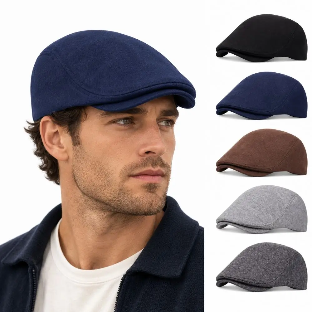 Artistic Breathable Men's Beret Hat Solid color Flat Gorras Newsboy Cap Retro Forward Hat Spring Autumn