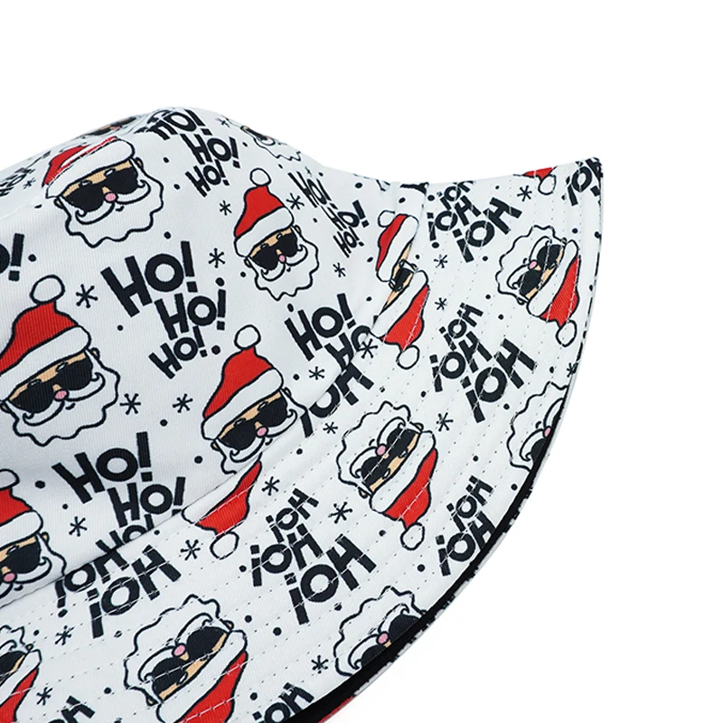 Bocca Christmas Printing Bucket Hat Cartoon Santa Claus Pattern Fisherman Hat Double Sides Panama Cap Festival Outdoor New Style