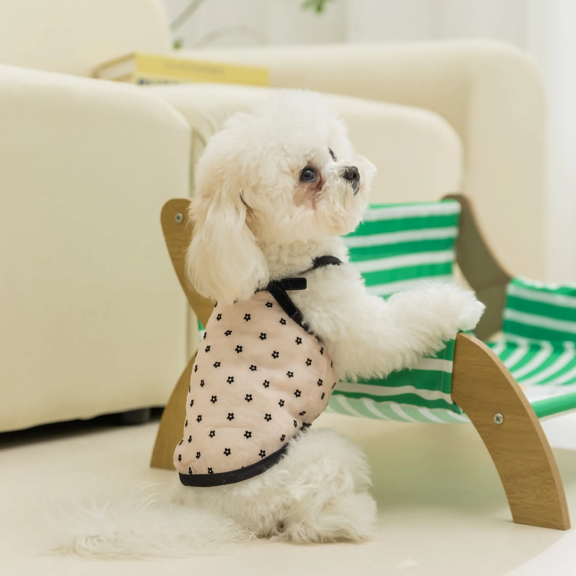 Pakaian Anjing Polka Dot Jaring Selempang Hewan Peliharaan Busur Musim Panas Rompi Sejuk Anjing Kecil dan Menengah Pakaian Lucu Teddy XS-XL