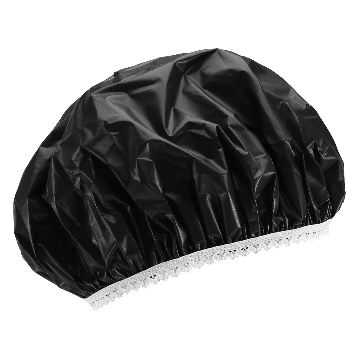 1Pcs Household Waterproof Shower Cap, Swimming Cap, Hotel Elastic Shower Cap Hair Set (Black)