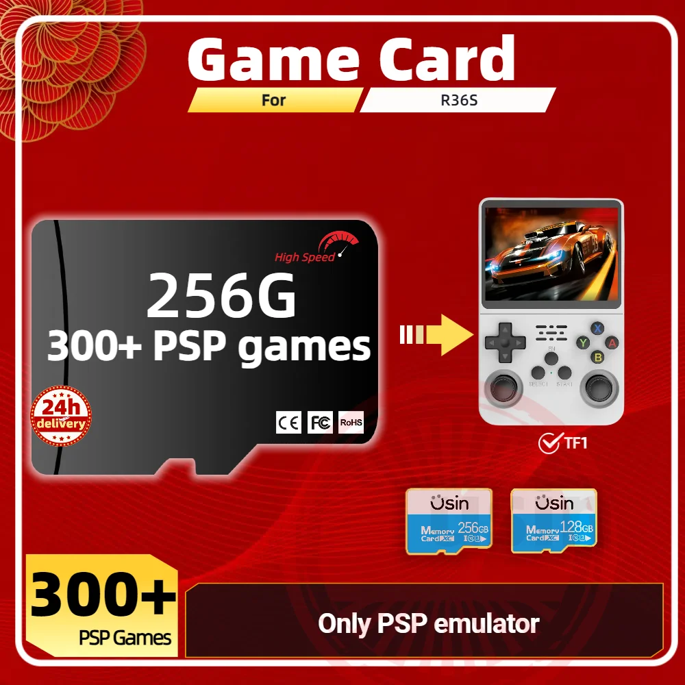 

PSP PS1 Game Card For R36S Memory TF Plug&Play Pre-install Retro Games SD portable Handheld High Speed Card 1Tb 512G