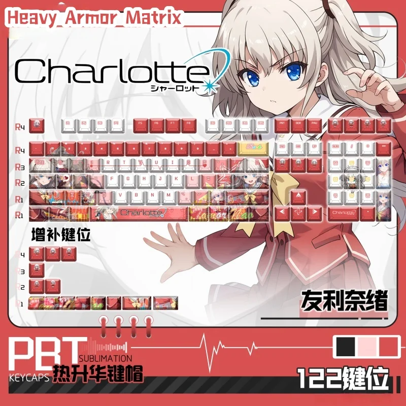 

Charlotte Tomori Nao Anime Themed Keycaps 120 Keys Cherry Profile Pbt Mechanical Keyboard Game Cartoon Collection Gift Keycap