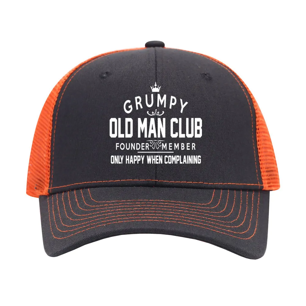 Creative GRUMPY OLD MAN CLUB Printed Baseball Caps Mesh Breathable Snapback Hat Casual Outdoor Sunshade Hats Lightweight Cap