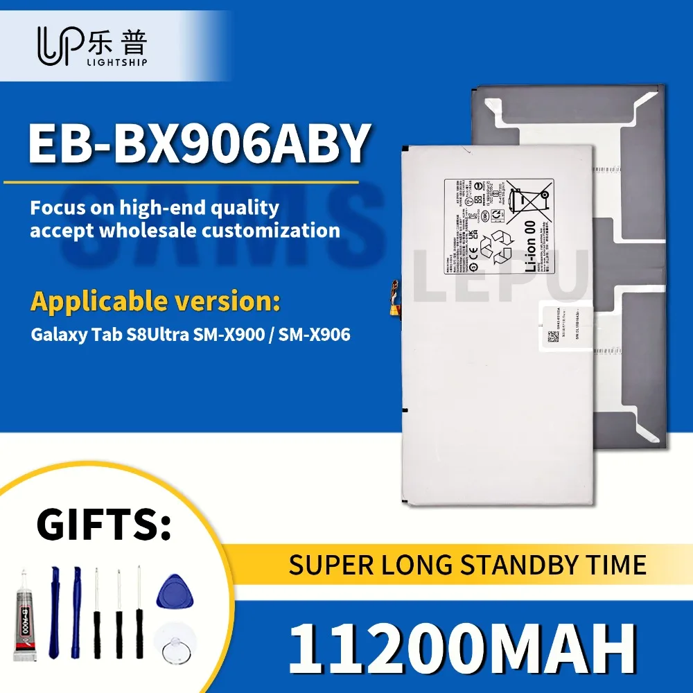 

2025 Sam Galaxy Tab S8 Ultra Tablet Battery + Tools Kits EB-BX906ABY 11200mAh for SM-X900 SM-X906 Replacement Original Battery
