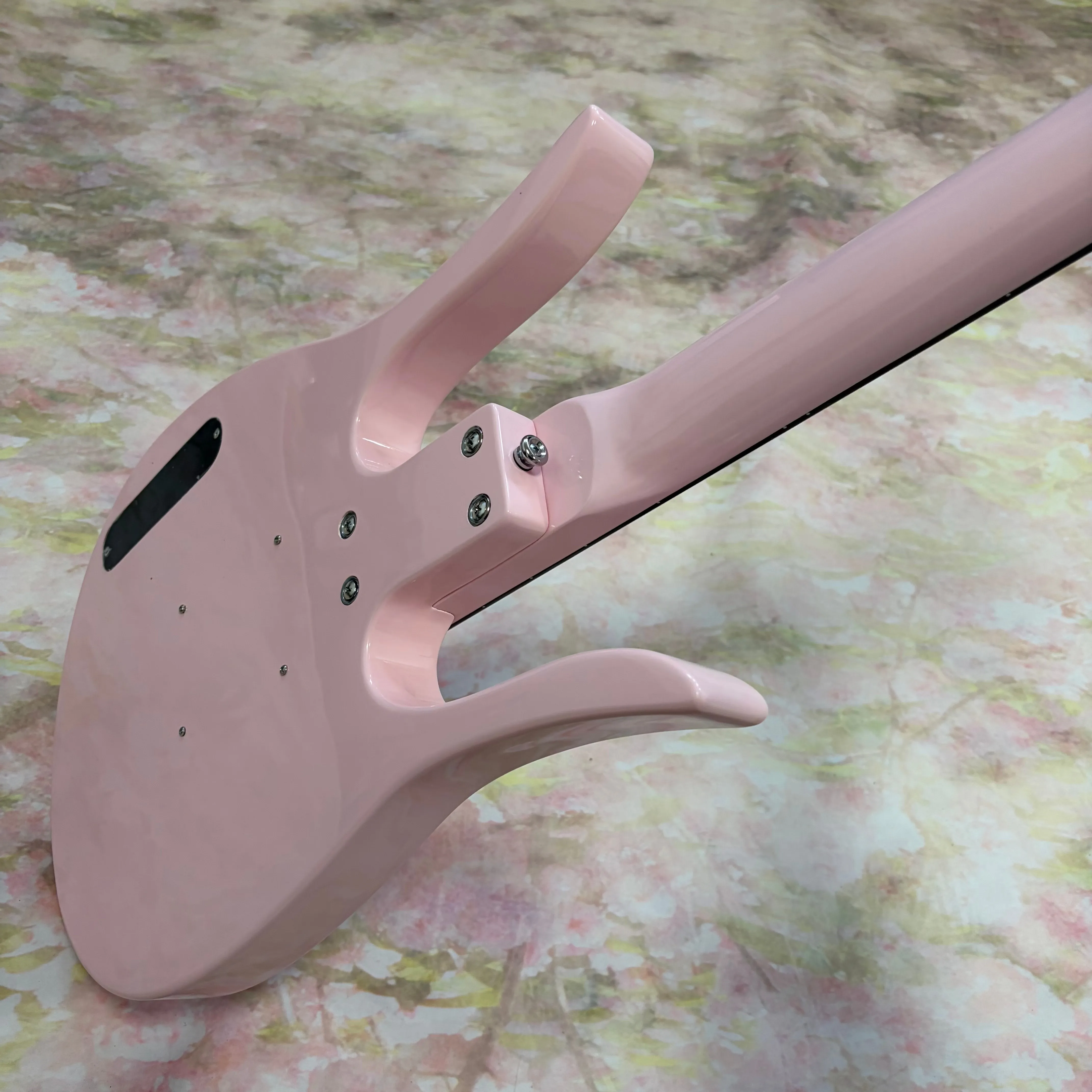 Pink Hornet Double Cutaway Electric Guitar, Mahogany Body, Lipstick Pickups, 1V2T Controls, Maple Neck, Rosewood FB, Chrome Hard - view 3