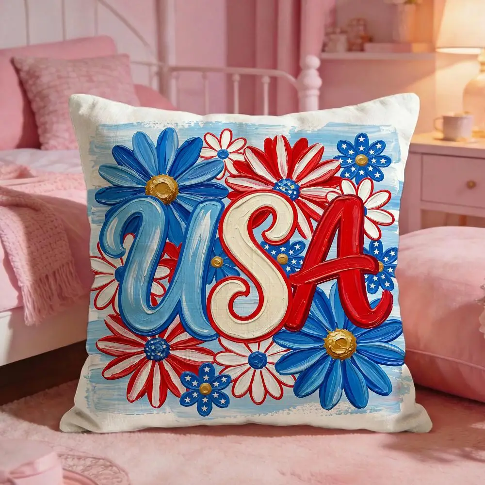 PatrioticUSAArt Cushion Cover Premium Comfort Reversible Pillow Cove -Two in One Design for Any Room & Car Interior
