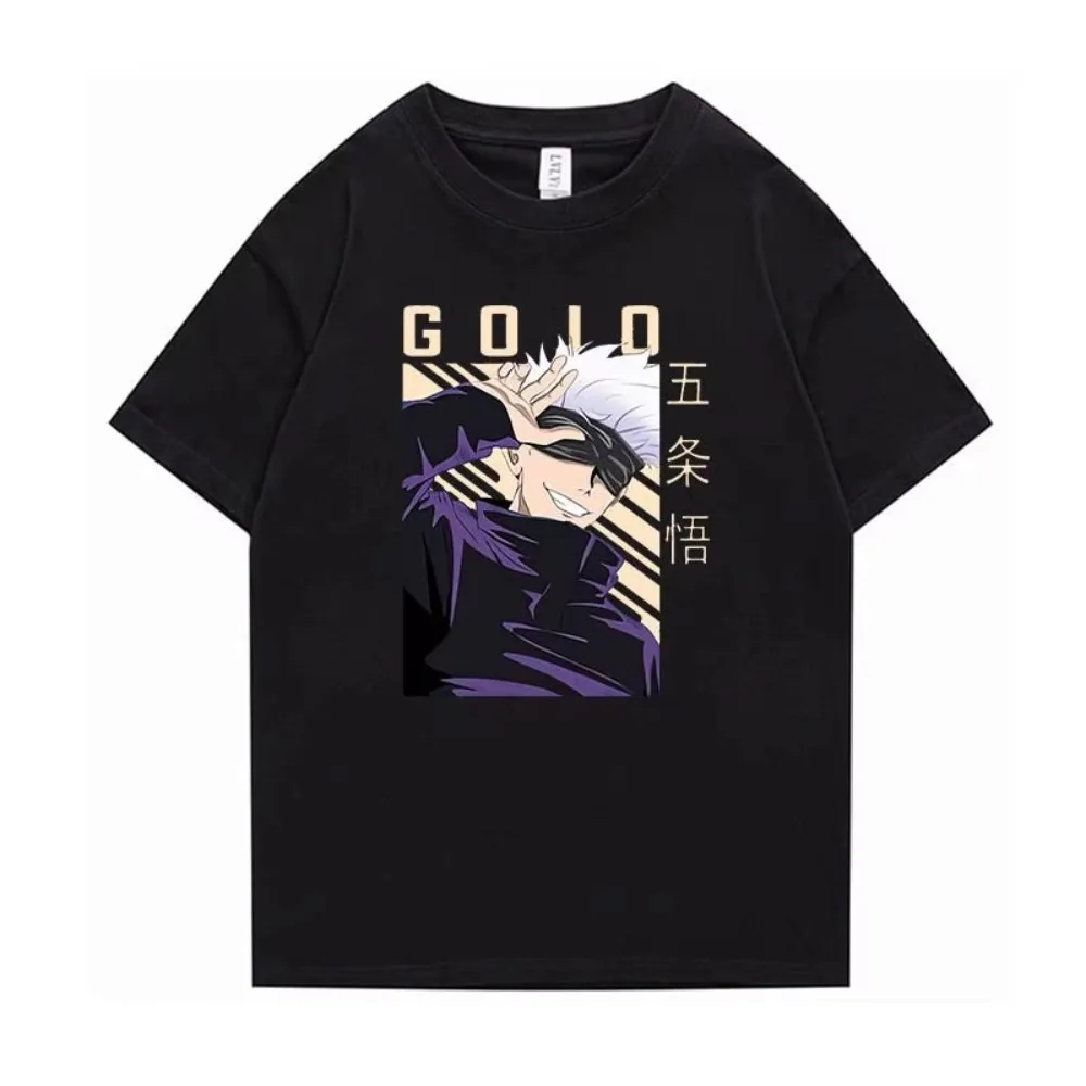 Jujutsu kaisen gojo satoru t camisa anime y2k algodão impressão gráfica oversized manga curta streetwear verão casual fitness