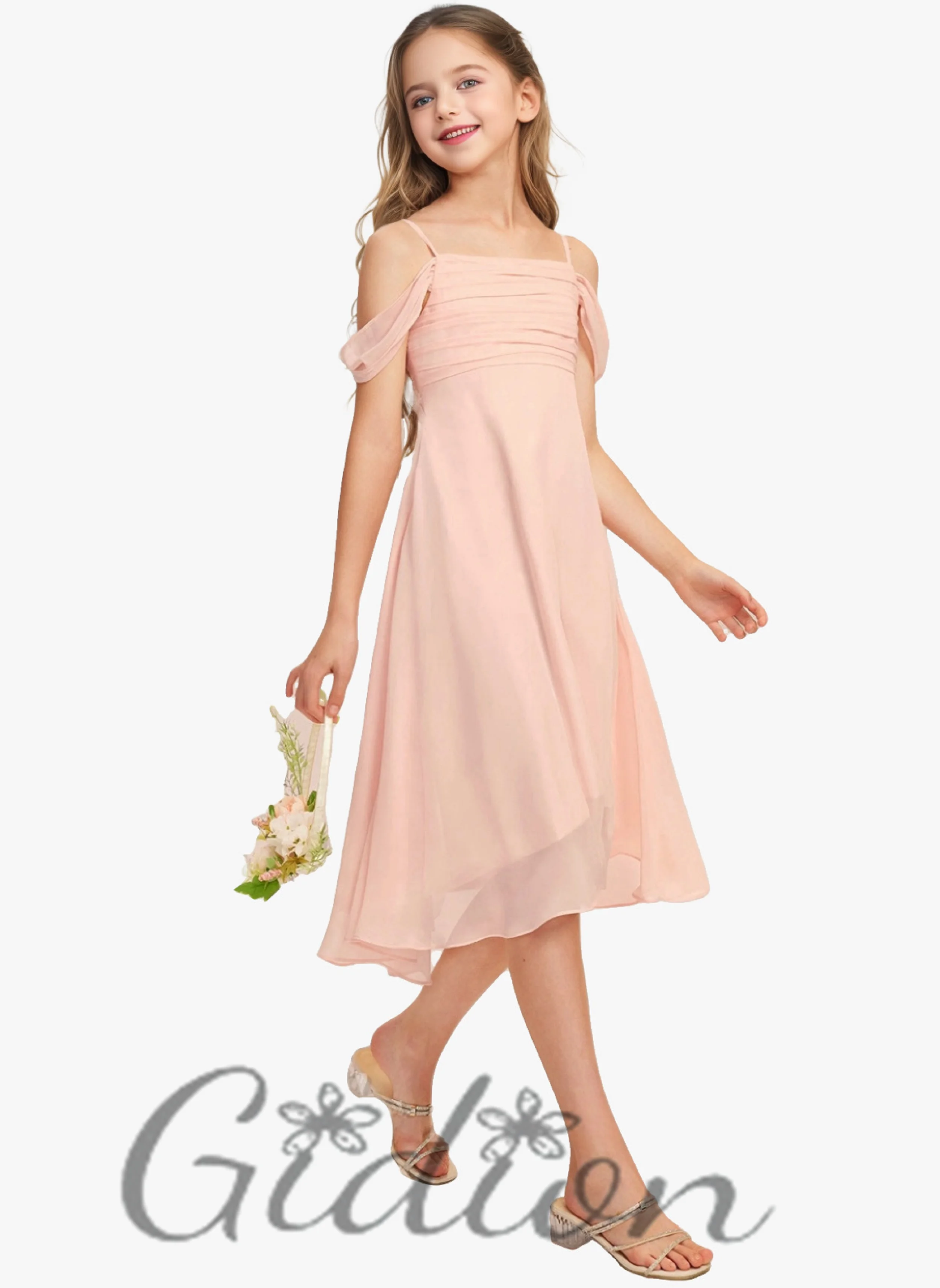 High-Low Chiffon For Children Wedding Birthday Evening Party Ball-Gowns First Communion Pageant  Banquet Junior Bridesmaid Dress