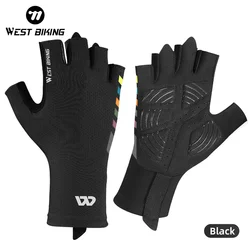 WEST BIKING Summer Half Finger Cycling Gloves Ultralight Breathable Road Bike Racing Gloves Anti-Slip SBR Pad Cooling Sport Gear