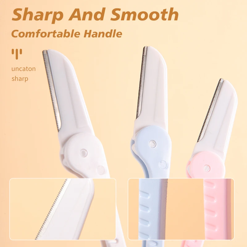 3 個/セット折りたたみ式眉毛トリマーメイクアップツール、マクロ安全グリッド付き初心者向けかみそりリムーバーブレード