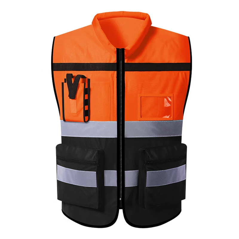 High Visibility Security Vest Pocket Two Tone Hi Vis Workwear Safety Reflective Vest for Men Outdoor Traffic Safety Cycling Wear