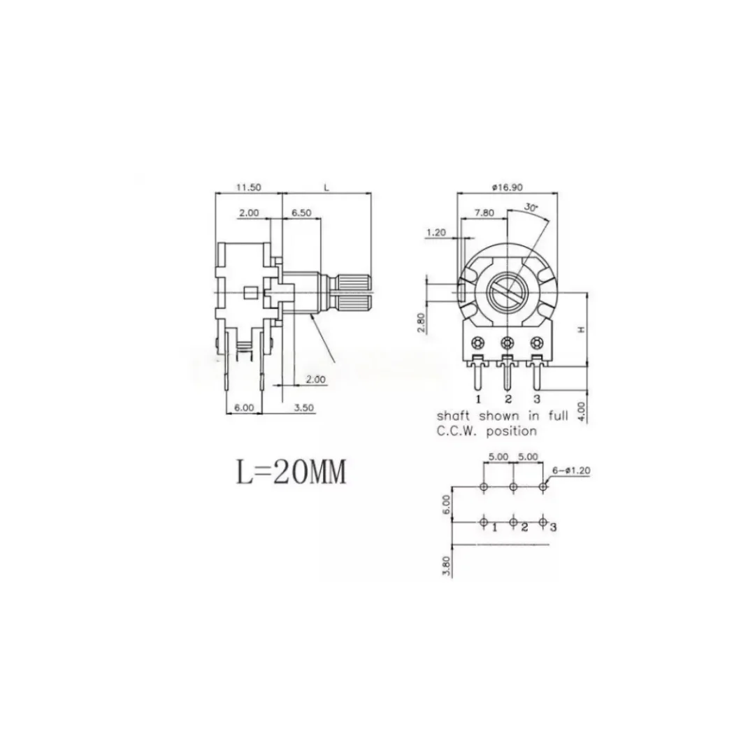 5PCS/imported WH148 duplex B100K volume adjustable potentiometer with long life 15000 times 20mm flower shaft