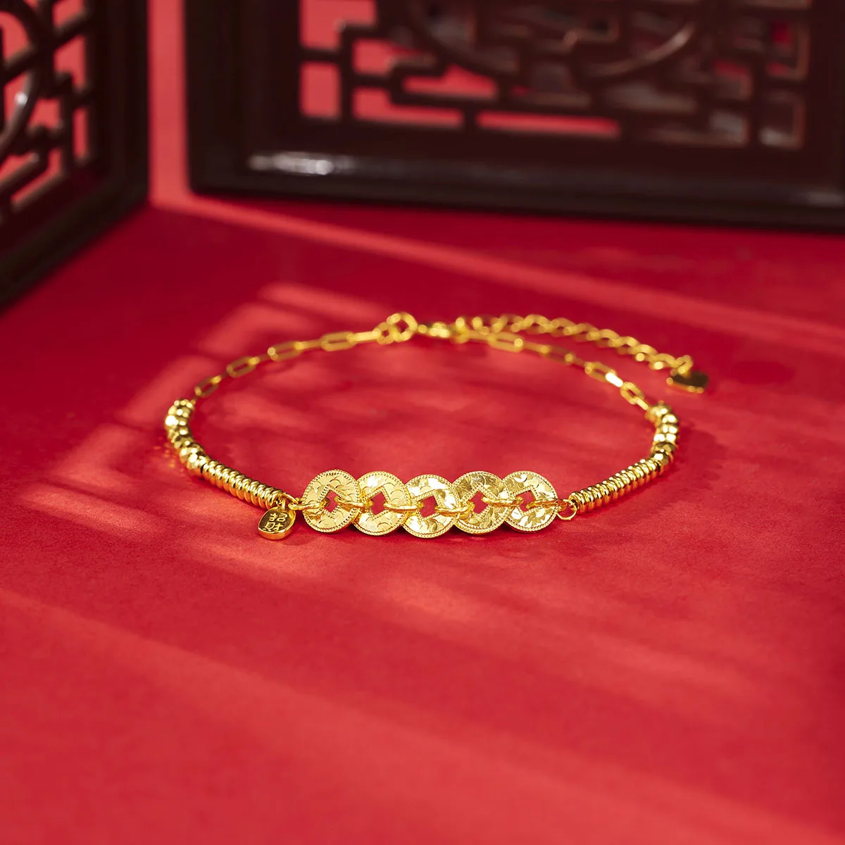 S925 Sterling Silver Coin Bracelet Women Broken Ice Five Emperor Coin Feng Shui Luck Beads Chinese Style Hand Jewelry Charm Gift