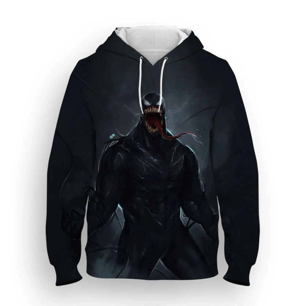 Miniso Venom 3D Printed Spring Autumn Streetwear Children Hooded Sweatshirts Oversized Men's Clothing Casual Male Pullover