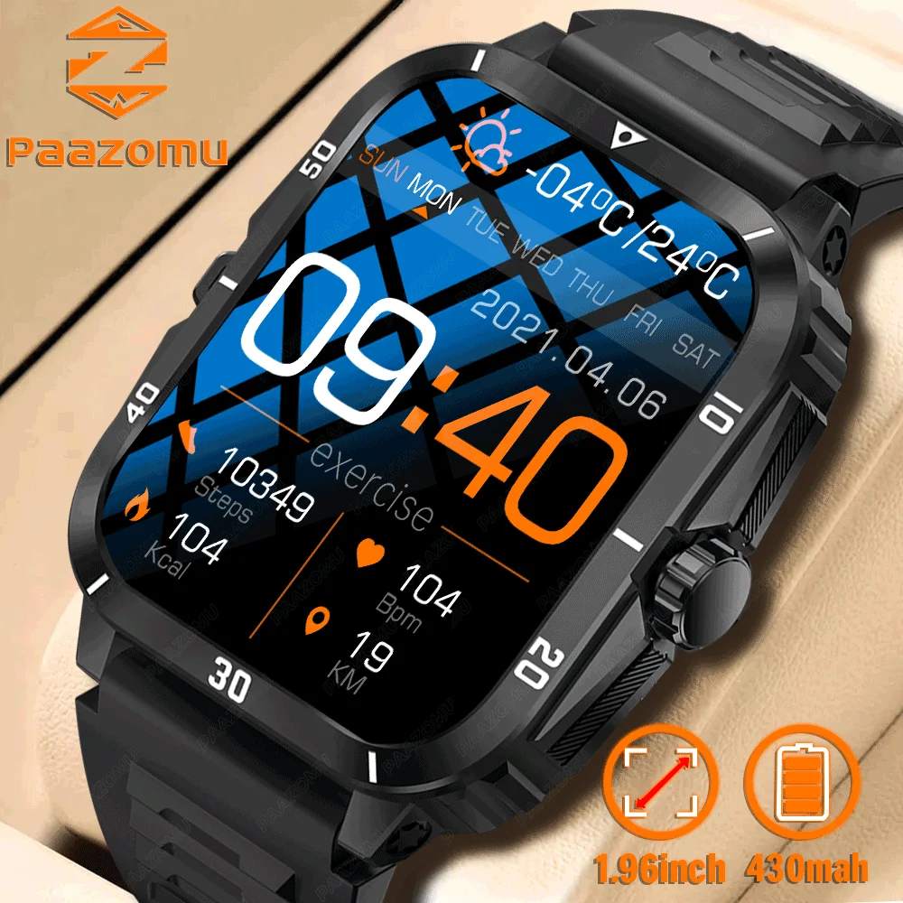 

New Men's Outdoor Sports Rugged Smart Watch 3ATM Waterproof HD Voice Bluetooth Call Men's Fitness Watch Suitable for Android IO