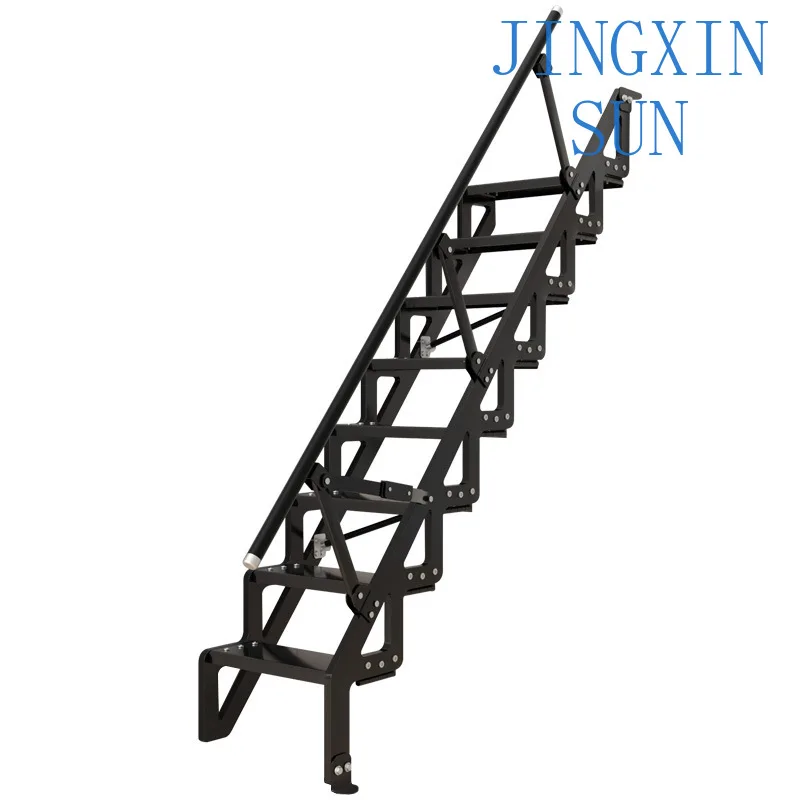 Household aluminum alloy wall ladder folding loft ladder fashion duplex loft jump S wide pedal ladder