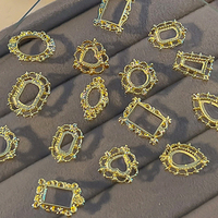20PCS Vintage Metal Nail Art Frame Charms Retro Alloy Manicure Nails Decoration Accessories Hollow Heart Oval Rhombus Circles HJ