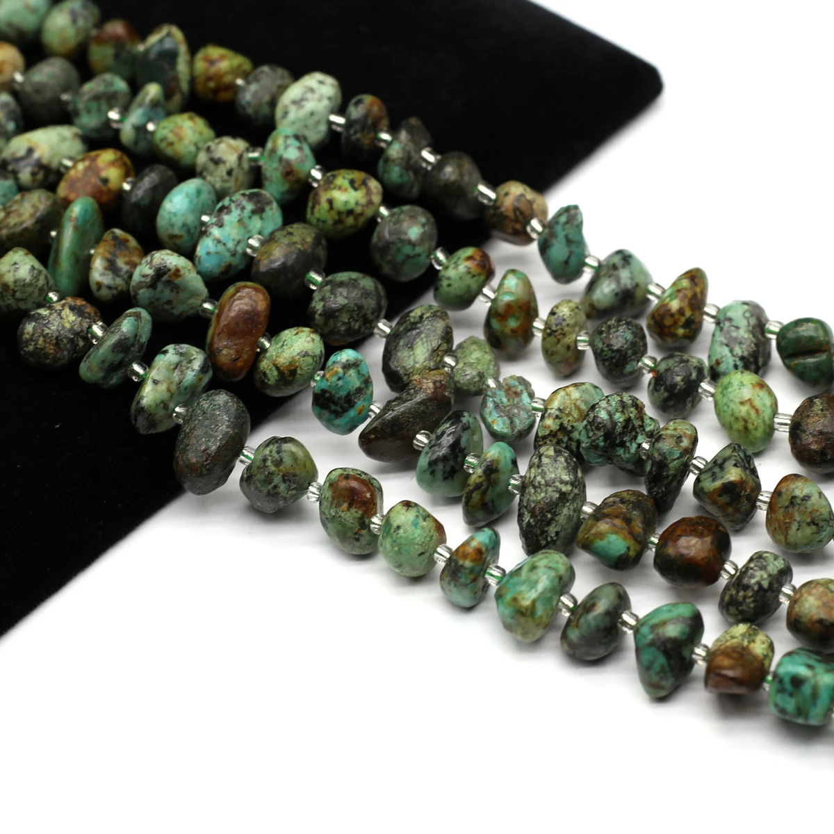 

Natural Gemstone Dark Green African Turquoise Exquisite Gifts Irregular Beads for Jewelry Making DIY Necklace Accessories12x15mm
