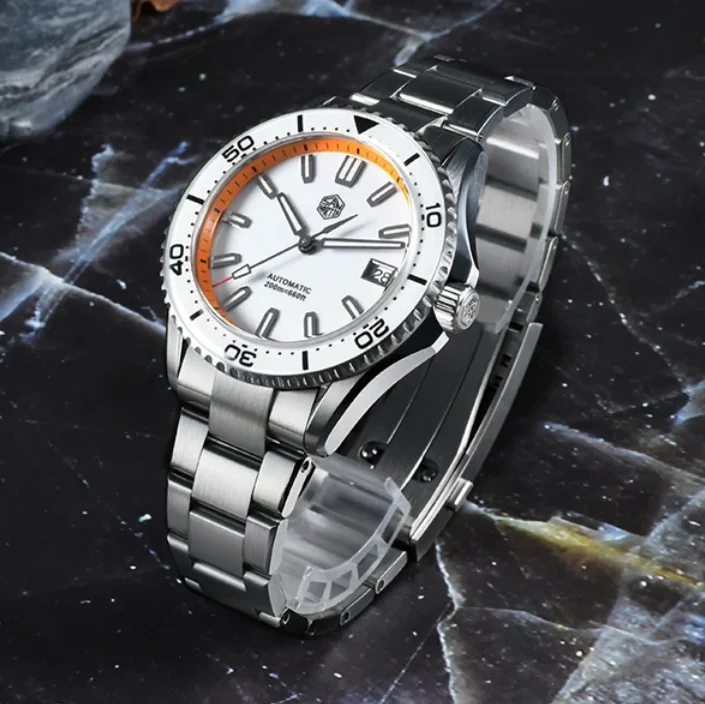 San Martin Men Automatic Watch 39mm Mechanical Wristwatch Diver 20ATM Sapphire Bezel NH35 Enamel Dial Full Luminous Date