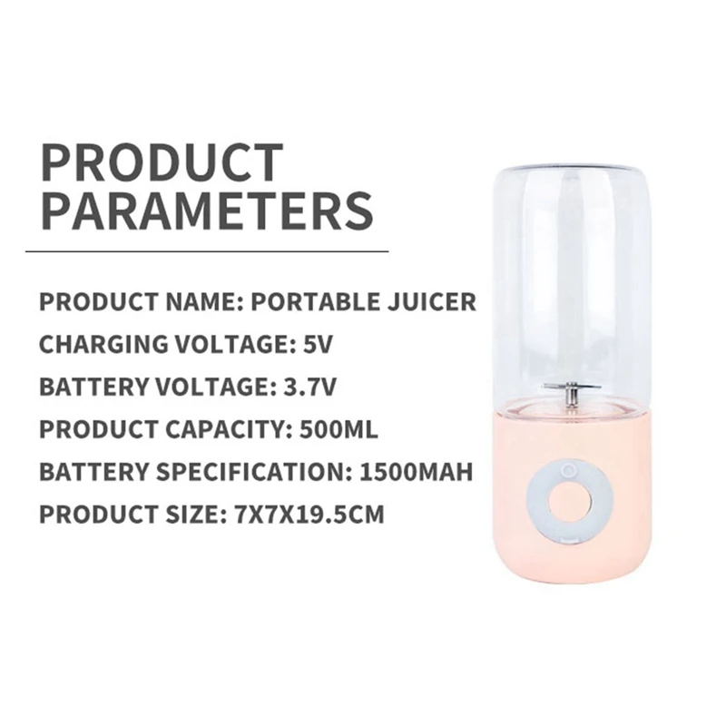 BFYL เครื่องปั่นแบบพกพาไฟฟ้า USB Mixer เครื่องคั้นน้ําผลไม้มินิอาหาร Smoothie มือถือส่วนบุคคลผลไม้ Squeezer เครื่องคั้นน้ําผลไม้ 500ML