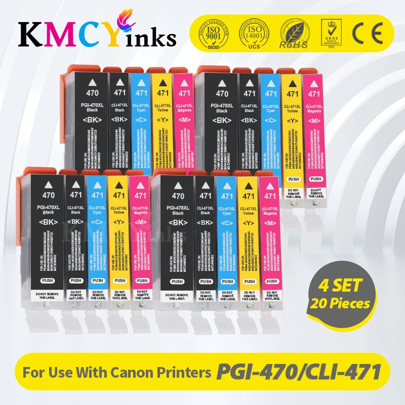 KMCYinks 470XL 471XL PGI470 CLI471 PGI-470 CLI-471 Compatible Ink Cartridge For Canon PIXMA TS5040 TS6040 TS8040 TS9040 MG5740