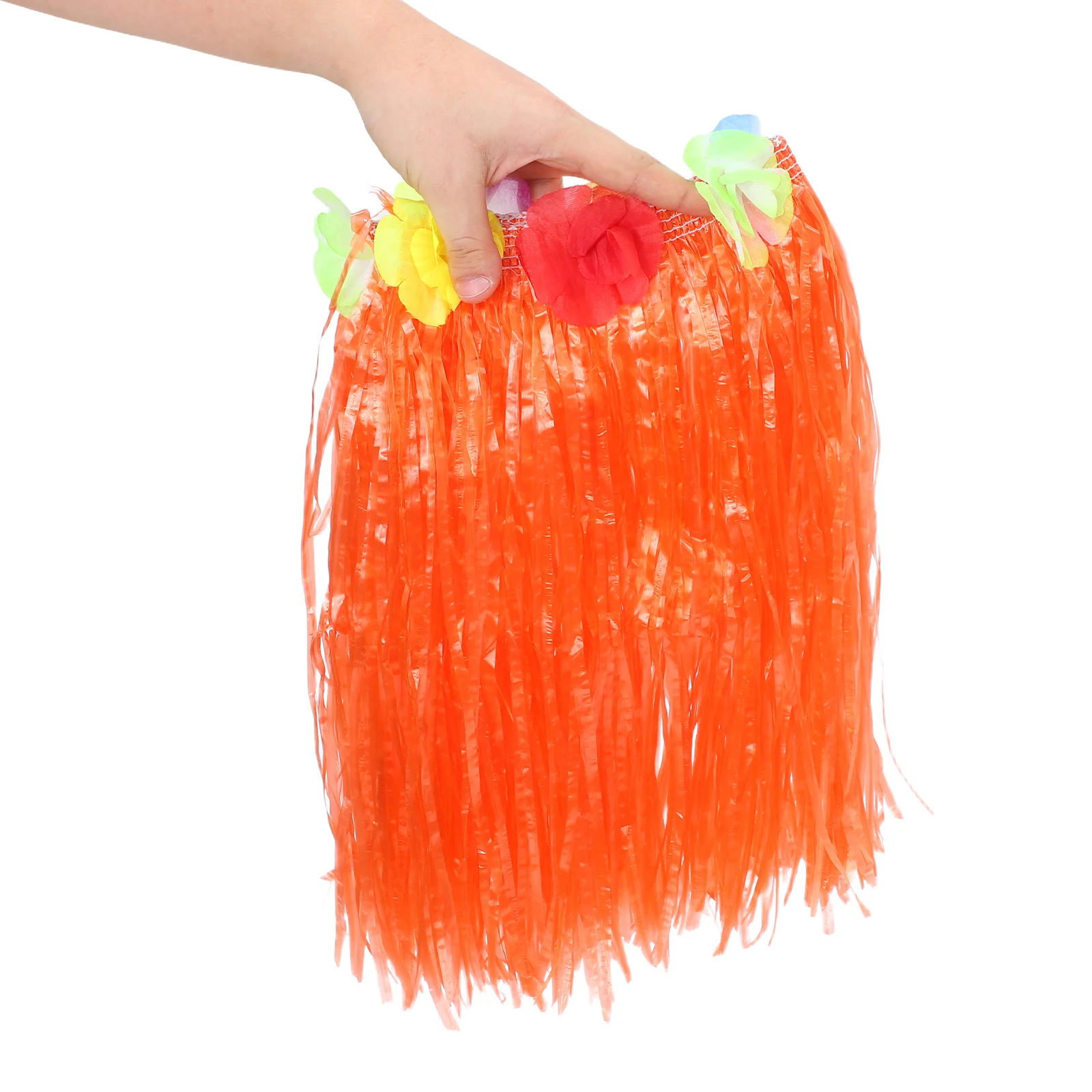 

Hawaiian Hula Skirt Set Orange Simulation Flower Headdress Bracelets Garland Luau Party Skirt for Colorful Costume Set