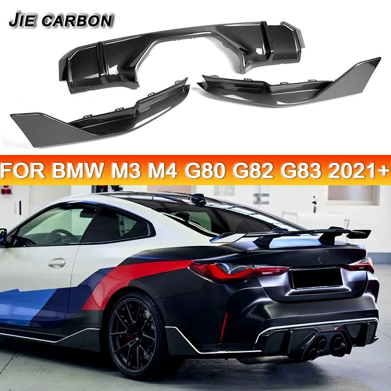 For BMW M3 M4 G80 G82 G83 2021+ Carbon fiber rear bumper diffuser lip body kit Upgrade car exterior trim