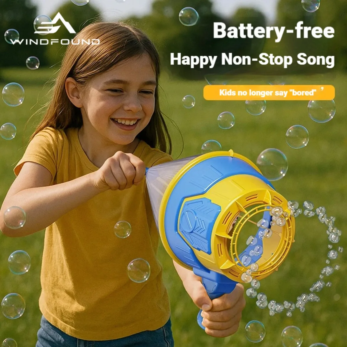 Kids Bubble Gun Toy, Manual Pull String Bubble Blower, Portable Outdoor No Battery Bubble Machine, Perfect Children's Day Gift