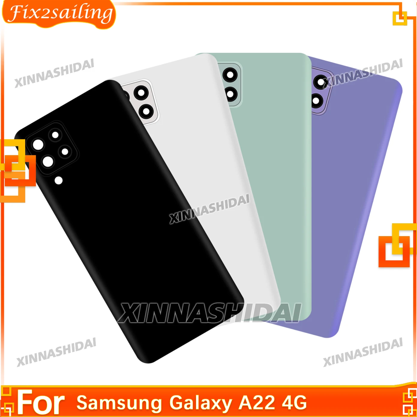 Super Cover For Samsung Galaxy A22 4G Battery Back Cover Door Rear Housing For Samsung A22 4G Repair Parts Camera Glass Lens