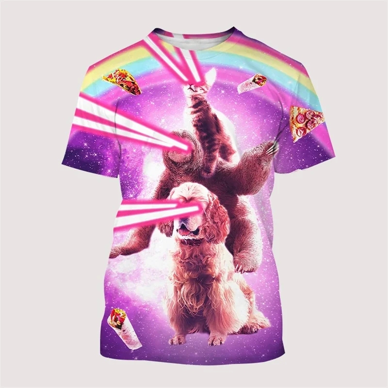 Fashion Cute Sloth 3D Printing T-Shirt Men Alpaca Dinosaur Animal Short Sleeves Unisex Casual Summer Tops Round Neck Tee Shirts