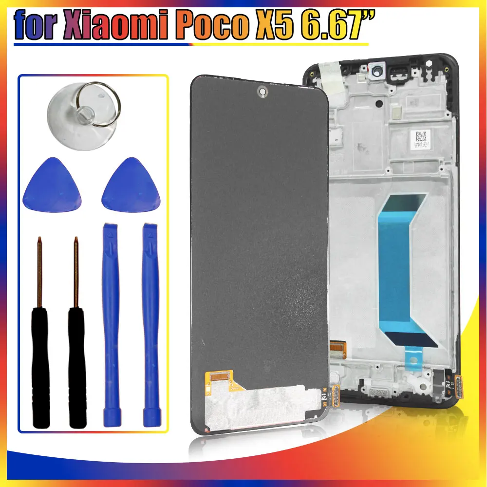 amoled lcd para xiaomi poco x5 22111317pg pantalla lcd reemplazo del digitalizador de pantalla tactil para poco x5 5g 22111317pi lcd con marco