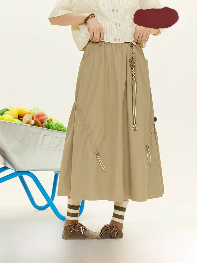 

Летняя новинка: юбка А-силуэта с завязками, высокой талией, из нейлона и хлопка, в уличном ретро-стиле, стройнящая, для женщин