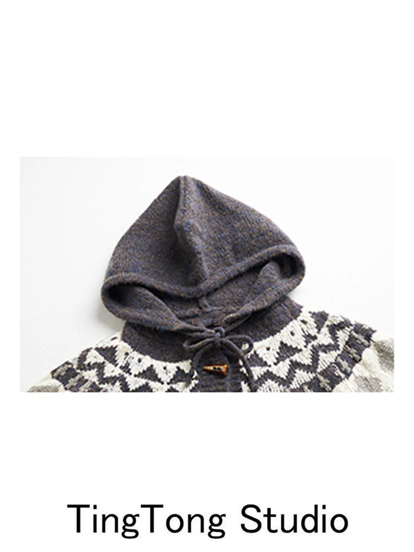 레트로 니트 스웨터 코트 여성용 루즈핏 후드 오픈 가디건 혼 버튼 가을 겨울 신상 커플 패션