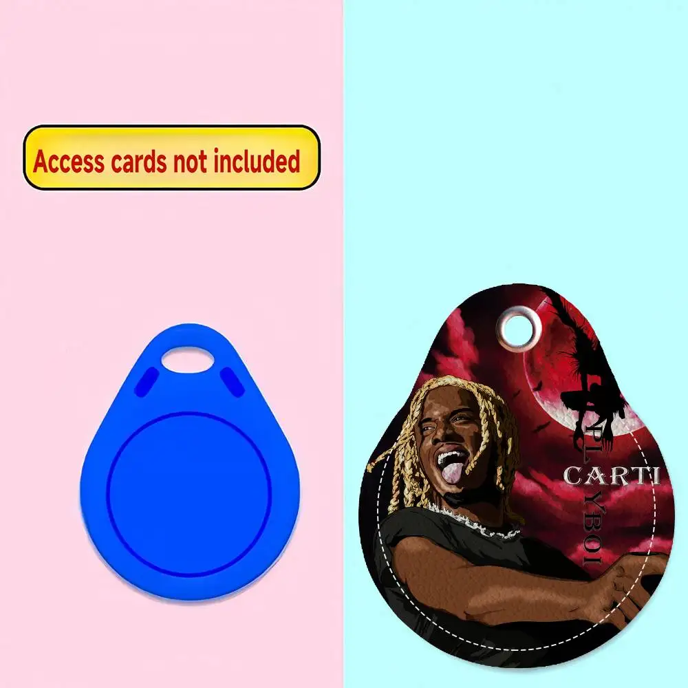 Rapper Playboi Carti PU Card Holder Keychain Key Ring Door Lock Access Tags Card Case Keychain Access Card Key Tag Ring